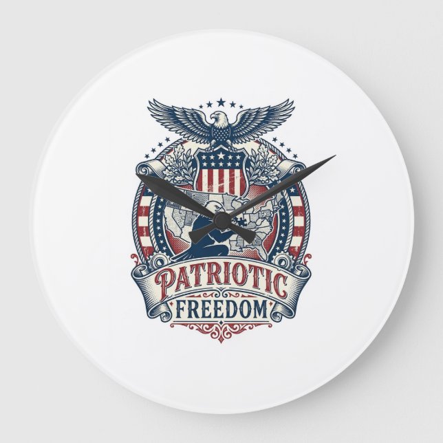 Patriotic Puzzle Lover Vector Graphic Tee Large Clock (Front)