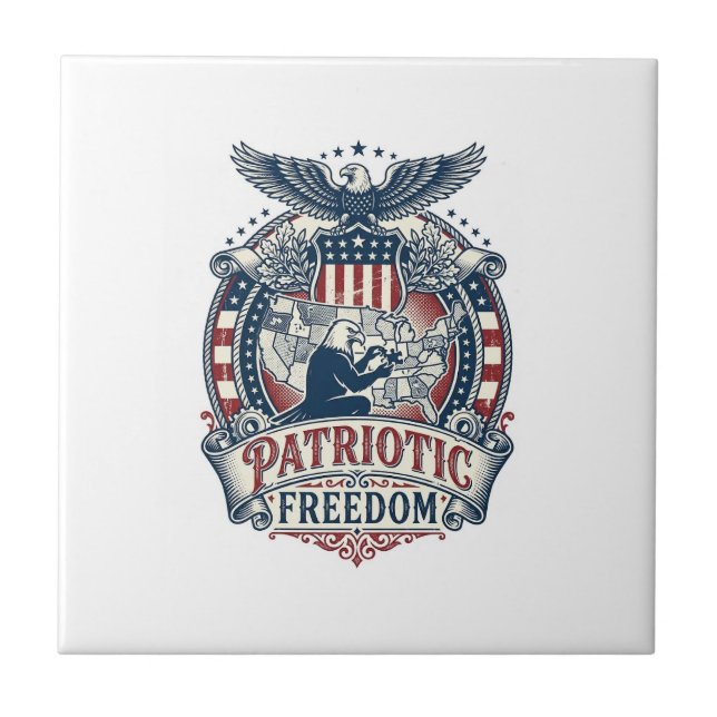 Patriotic Puzzle Lover Vector Graphic Tee Tile (Front)