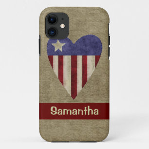 Patriotic quilted heart customisable iphone 5 case