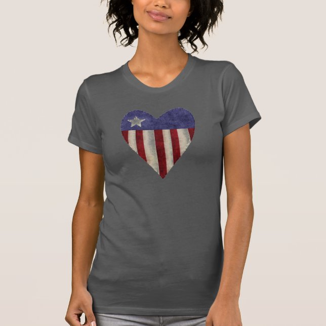 Patriotic quilted heart ladies tee (Front)