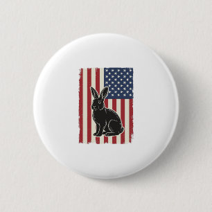 Patriotic Rabbit American Flag Vintage Engraving S 6 Cm Round Badge