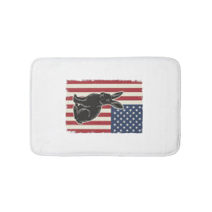 Patriotic Rabbit American Flag Vintage Engraving S Bath Mat