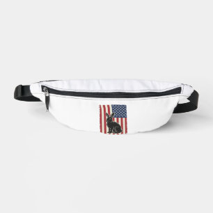 Patriotic Rabbit American Flag Vintage Engraving S Bum Bags