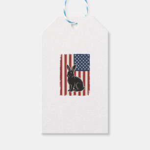 Patriotic Rabbit American Flag Vintage Engraving S Gift Tags