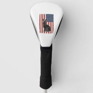 Patriotic Rabbit American Flag Vintage Engraving S Golf Head Cover