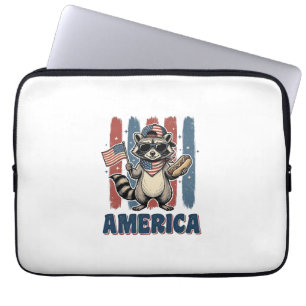 Patriotic Racoon America Vintage Shirt Design_1 Laptop Sleeve