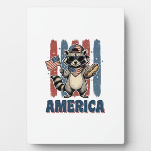 Patriotic Racoon America Vintage Shirt Design_1 Plaque