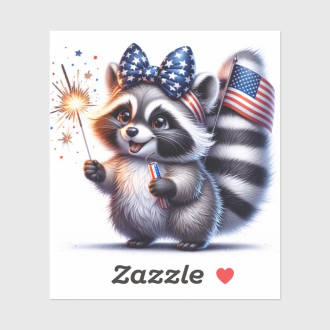 Patriotic Racoon back to school Stickers (Sheet)
