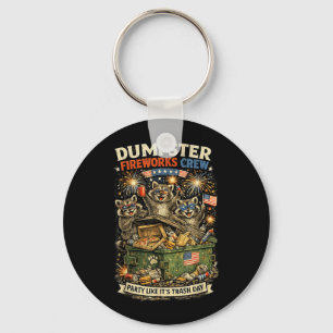 Patriotic Racoon Dumpster Fireworks Crew July 4th Key Ring