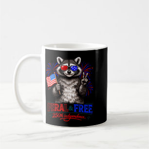 Patriotic Racoon Feral And Free 250th Coffee Mug