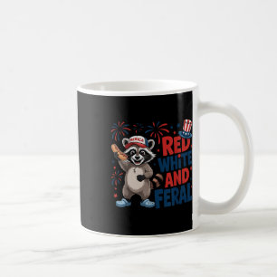 Patriotic Racoon Merica Usa 4th Of July Red White Coffee Mug