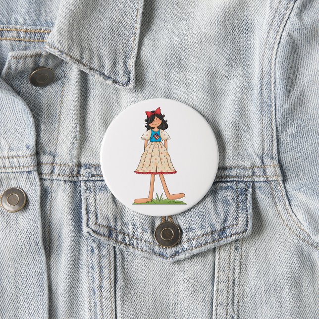 Patriotic Rag Doll Girl Americana Folk  7.5 Cm Round Badge (Creator Uploaded)