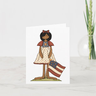 Patriotic Rag Doll Girl Americana Folk  Card