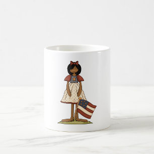 Patriotic Rag Doll Girl Americana Folk  Coffee Mug