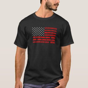 Patriotic Railway American Flag Locomotive Steam T T-Shirt