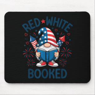 Patriotic Reader Red White Booked Firework Mouse Pad