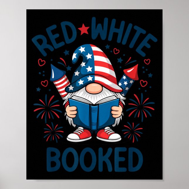 Patriotic Reader Red White Booked Firework Poster (Front)