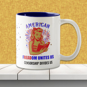 Patriotic Reading Freedom Two-Tone Coffee Mug
