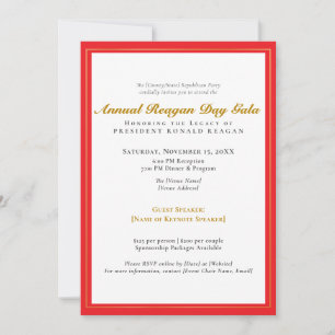 Patriotic Reagan Day Gala Fundraiser Republican Invitation