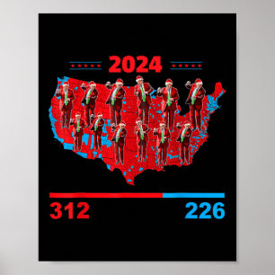 Patriotic Red And Blue Map County Election Map Fun Poster