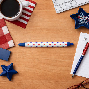 Patriotic Red and Blue Star Modern Pattern Black Ink Pen