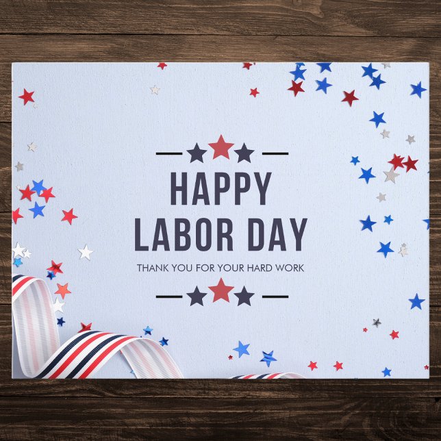 Patriotic Red and Blue Stars Labour Day Holiday Postcard (Creator Uploaded)