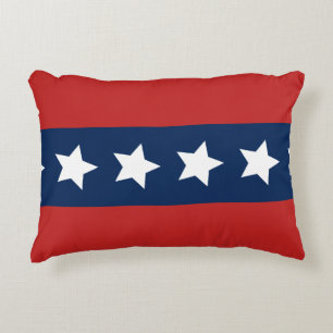 Patriotic Red and Blue Stripes with Stars Decorative Cushion