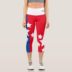 Patriotic Red Blue Name Quote Capri Leggings