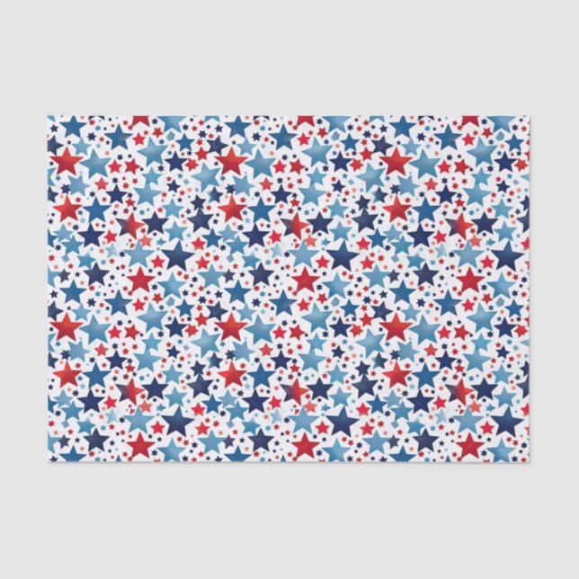Patriotic Red & Blue Stars Tissue Paper (Front)
