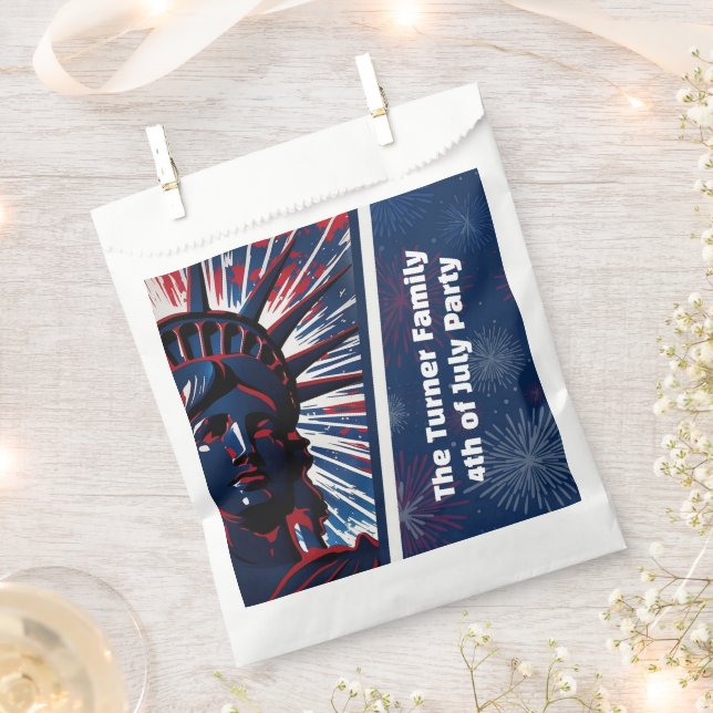 Patriotic Red Blue Statue of Liberty 4th of July Favour Bags (Clipped)