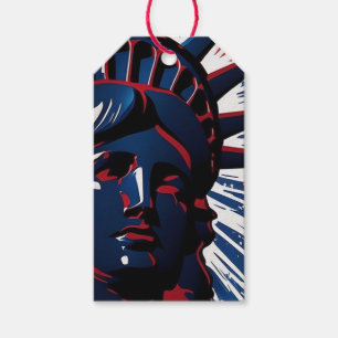 Patriotic Red Blue Statue of Liberty 4th of July Gift Tags