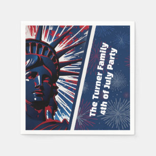 Patriotic Red Blue Statue of Liberty 4th of July Napkin