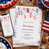 Patriotic red blue white confetti birthday party