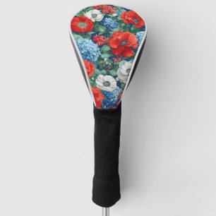 Patriotic Red Blue White Floral (1) Golf Head Cover