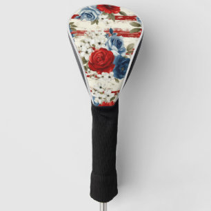 Patriotic Red Blue White Floral (2) Golf Head Cover