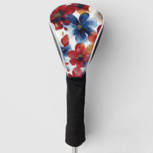 Patriotic Red Blue White Floral (5) Golf Head Cover