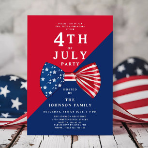 Patriotic Red White And Blue 4th Of July Invitation