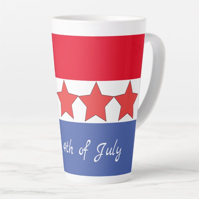 Patriotic Red White and Blue 4th of July Party  Latte Mug (Right Angle)