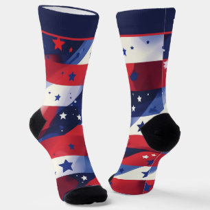 Patriotic Red White and Blue 4th of July Socks