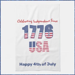 Patriotic Red White and Blue 4th of July  Tea Towel
