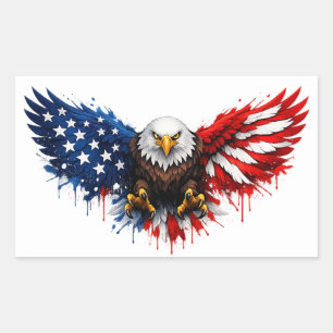 Patriotic Red White and Blue Bald Eagle Rectangular Sticker