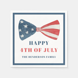 Patriotic Red, White And Blue Bow 4th Of July Napkin