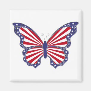 Patriotic Red White And Blue Butterfly Magnet