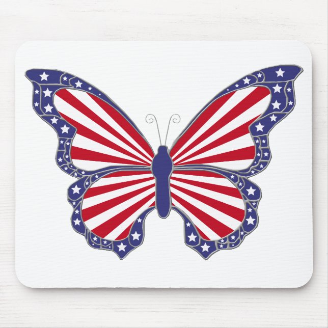 Patriotic Red White And Blue Butterfly  Mouse Pad (Front)