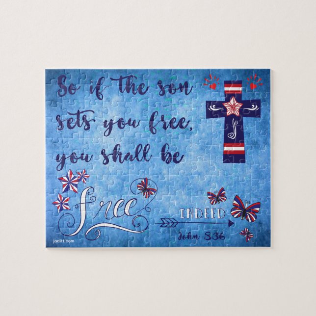 Patriotic Red White and Blue Christian Freedom Jigsaw Puzzle (Horizontal)