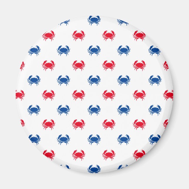 Patriotic Red white and blue crab pattern Magnet (Front)