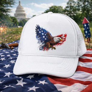 Patriotic Red White and Blue Eagle Trucker Hat