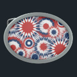 Patriotic Red White and Blue Fireworks Belt Buckle<br><div class="desc">Make a bold patriotic statement with this Made in the USA belt buckle, featuring an explosive red, white, and blue burst pattern inspired by the fireworks of the Fourth of July. The dynamic design captures the energy and excitement of American celebrations, making this the perfect accessory for patriotic holidays, country...</div>