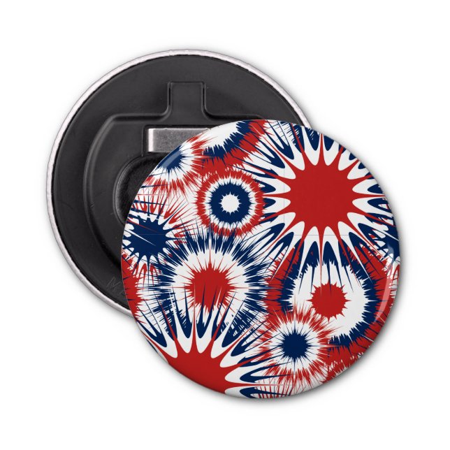 Patriotic Red White and Blue Fireworks Bottle Opener (Front)