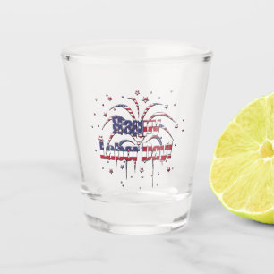 Patriotic Red White and Blue Happy Labour Day Shot Glass